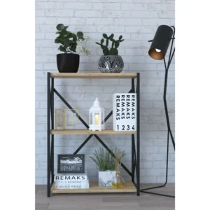 Βιβλιοθήκη ArteLibre JAWARA Δρυς/Μαύρο Μοριοσανίδα/Μέταλλο 70x34x78.5cm - Image 2