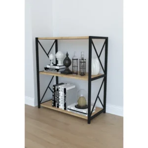 Βιβλιοθήκη ArteLibre JAWARA Δρυς/Μαύρο Μοριοσανίδα/Μέταλλο 70x34x78.5cm - Image 3