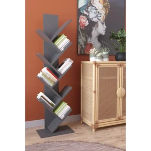 Βιβλιοθήκη ArteLibre AZIZI Ανθρακί Μοριοσανίδα 35x19.5x130cm - Image 2