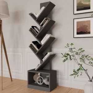 Βιβλιοθήκη ArteLibre BADRU Ανθρακί Μοριοσανίδα 40x19.5x150cm - Image 3