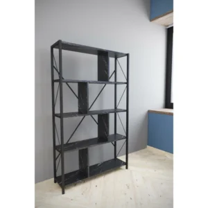 Βιβλιοθήκη ArteLibre JUMA Μαύρο Μοριοσανίδα/Μέταλλο 90x26x150cm - Image 3