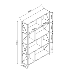 Βιβλιοθήκη ArteLibre JUMA Μαύρο Μοριοσανίδα/Μέταλλο 90x26x150cm - Image 4
