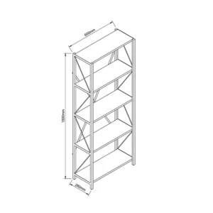 Βιβλιοθήκη ArteLibre KENYA Μαύρο Μοριοσανίδα/Μέταλλο 60x26x150cm - Image 3
