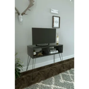 Έπιπλο Τηλεόρασης ArteLibre AMARA Όψη Μαρμάρου/Μαύρο Μοριοσανίδα/Μέταλλο 72x30x58.6cm - Image 2