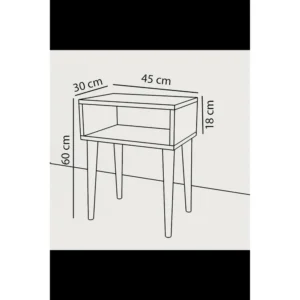 Κομοδίνο ArteLibre GANIRU Λευκό Μοριοσανίδα/Ξύλο 45x30x60cm - Image 3