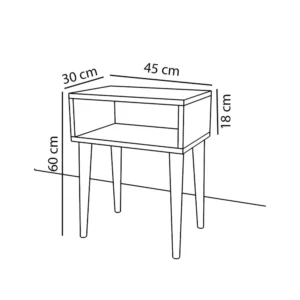 Κομοδίνο ArteLibre GANIRU Cordoba Μοριοσανίδα/Ξύλο 45x30x60cm - Image 3