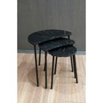 Τραπεζάκι Βοηθητικό ArteLibre JAMILAH Μαύρο/Όψη Μαρμάρου Μοριοσανίδα/Μέταλλο 55x34.5x51cm Σετ 3Τμχ - Image 2