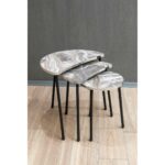 Τραπεζάκι Βοηθητικό ArteLibre JAMILAH Γκρι/Όψη Μαρμάρου Μοριοσανίδα/Μέταλλο 55x34.5x51cm Σετ 3Τμχ - Image 2