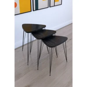 Τραπεζάκι Βοηθητικό ArteLibre FARAJI Μαύρο/Όψη Μαρμάρου Μοριοσανίδα/Μέταλλο 35x52cm Σετ 3Τμχ - Image 2