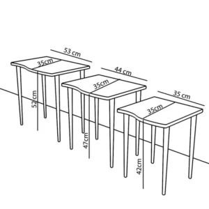 Τραπεζάκι Βοηθητικό ArteLibre NURU Γκρι/Όψη Μαρμάρου Μοριοσανίδα/Ξύλο 53x35x52/44x35x47/35x35x42cm Σετ 3Τμχ - Image 4