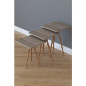 Τραπεζάκι Βοηθητικό ArteLibre ZURI Cordoba Μοριοσανίδα/Ξύλο 33x33x52/33x33x47/33x33x42cm Σετ 3Τμχ - Image 3