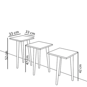 Τραπεζάκι Βοηθητικό ArteLibre ZURI Cordoba Μοριοσανίδα/Ξύλο 33x33x52/33x33x47/33x33x42cm Σετ 3Τμχ - Image 4