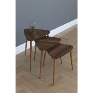 Τραπεζάκι Βοηθητικό ArteLibre ABIDEMI Καρυδί Μοριοσανίδα/Ξύλο 35x52/35x47/35x42cm Σετ 3Τμχ - Image 2