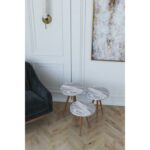 Τραπεζάκι Βοηθητικό ArteLibre BISI Γκρι/Όψη Μαρμάρου Μοριοσανίδα/Ξύλο 33.5x52/33.5x47/33.5x42cm Σετ 3Τμχ - Image 3