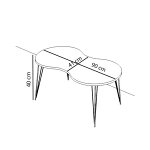 Τραπεζάκι Σαλονιού ArteLibre SADE Γκρι Μοριοσανίδα/Μέταλλο 41x90x40cm - Image 3