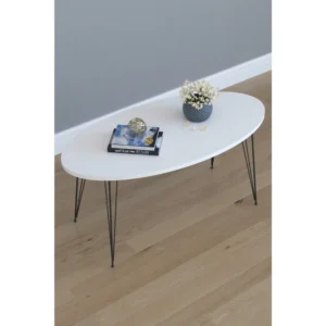 Τραπεζάκι Σαλονιού ArteLibre SEYE Λευκό Μοριοσανίδα/Μέταλλο 45x90x40cm - Image 2