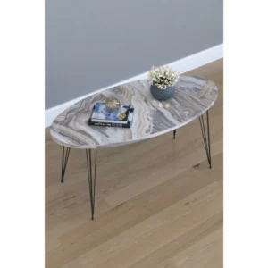 Τραπεζάκι Σαλονιού ArteLibre SEYE Γκρι Μοριοσανίδα/Μέταλλο 45x90x40cm - Image 2