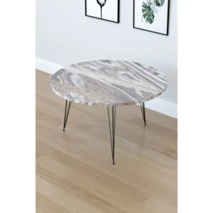 Τραπεζάκι Σαλονιού ArteLibre TAYO Γκρι Μοριοσανίδα/Μέταλλο Φ70x40cm - Image 2