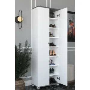 Ντουλάπι ArteLibre ROSELINE Λευκό/Ανθρακί Μοριοσανίδα 50x30x183cm - Image 3