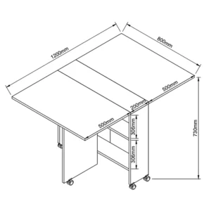 Τραπεζάκι Πτυσσόμενο ArteLibre Με Ροδάκια STANLEY Δρυς Μοριοσανίδα 120x80x73cm - Image 4