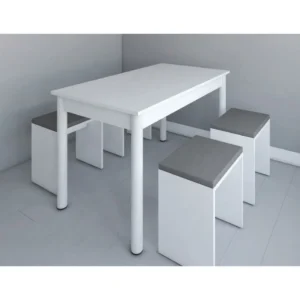 Σετ Τραπεζαρίας (4+1) ArteLibre DARLINE Λευκό Μοριοσανίδα 110x70x74cm - Image 2