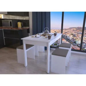 Σετ Τραπεζαρίας (4+1) ArteLibre DARLINE Λευκό Μοριοσανίδα 110x70x74cm - Image 3