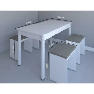 Σετ Τραπεζαρίας (4+1) ArteLibre DARLINE Λευκό Μοριοσανίδα 110x70x74cm - Image 4