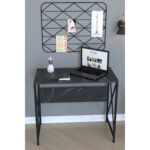 Γραφείο ArteLibre CASILDA Μαύρο/Όψη Μαρμάρου Μέταλλο/Μοριοσανίδα 75x90x45cm - Image 2