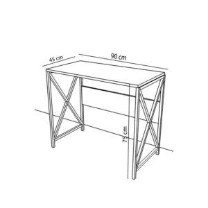 Γραφείο ArteLibre CASILDA Μαύρο/Όψη Μαρμάρου Μέταλλο/Μοριοσανίδα 75x90x45cm - Image 4