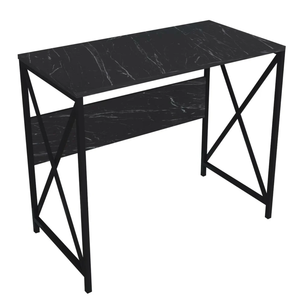 Γραφείο ArteLibre CASILDA Μαύρο/Όψη Μαρμάρου Μέταλλο/Μοριοσανίδα 75x90x45cm Γραφείο ArteLibre CASILDA Μαύρο/Όψη Μαρμάρου Μέταλλο/Μοριοσανίδα 75x90x45cm