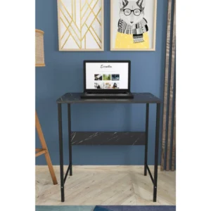 Γραφείο ArteLibre JENSKI Μαύρο/Όψη Μαρμάρου Μέταλλο/Μοριοσανίδα 74x72x45cm - Image 2