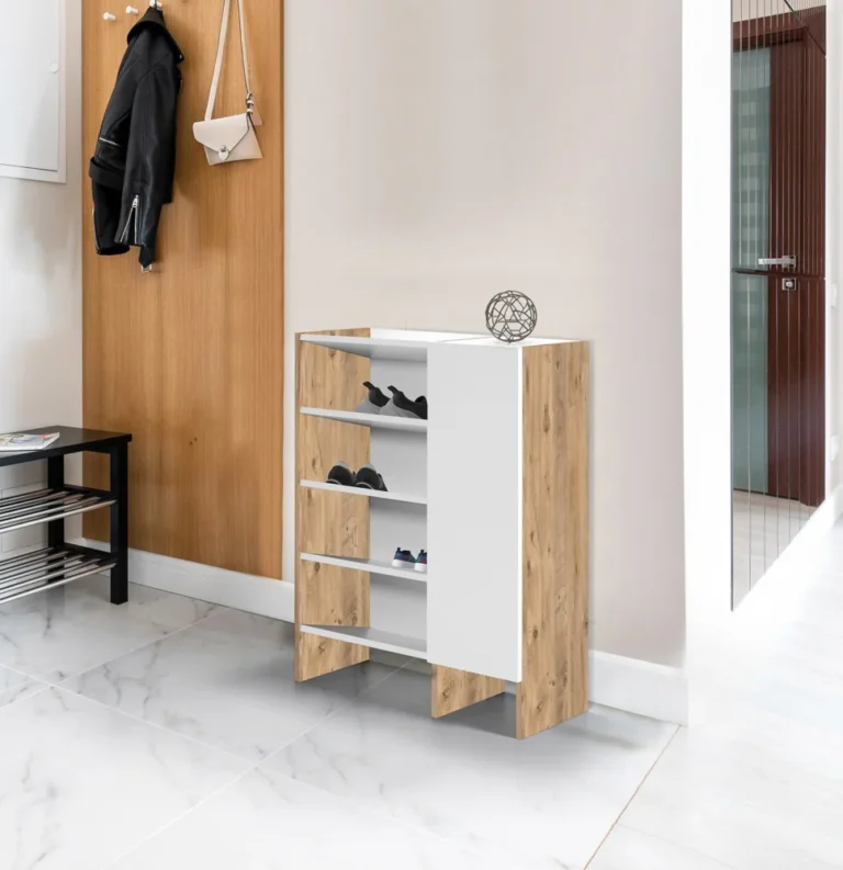 Παπουτσοθήκη ArteLibre RUBY Φυσικό/Λευκό Μοριοσανίδα 81x32x100cm - Image 2