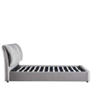 Κρεβάτι Διπλό ArteLibre ACAENA Γκρι Βελούδο 224x182.5x97cm (Στρώμα 160x200cm) - Image 2