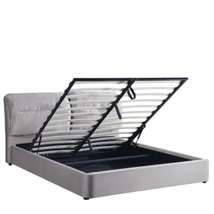 Κρεβάτι Διπλό ArteLibre ACAENA Γκρι Βελούδο 224x182.5x97cm (Στρώμα 160x200cm) - Image 7