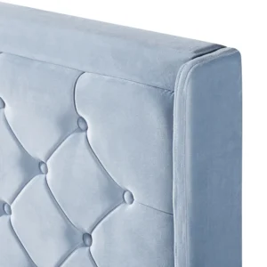 Κρεβάτι Διπλό ArteLibre ANNONA Γαλάζιο Βελούδο 217x175x117.5cm (Στρώμα 160x200cm) - Image 5