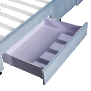 Κρεβάτι Διπλό ArteLibre ANNONA Γαλάζιο Βελούδο 217x175x117.5cm (Στρώμα 160x200cm) - Image 8