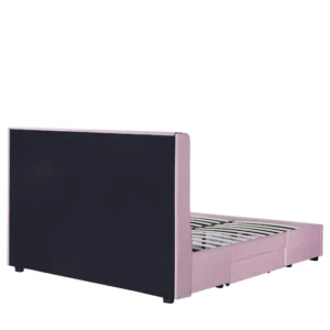 Κρεβάτι Διπλό ArteLibre ANNONA Ανοιχτό Ροζ Βελούδο 217x175x117.5cm (Στρώμα 160x200cm) - Image 4