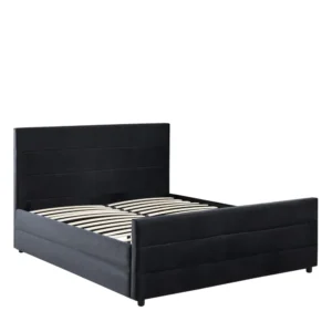 Κρεβάτι Διπλό ArteLibre SLEEPSUIT Μαύρο Ύφασμα 218x172x118cm (Στρώμα 160x200cm)