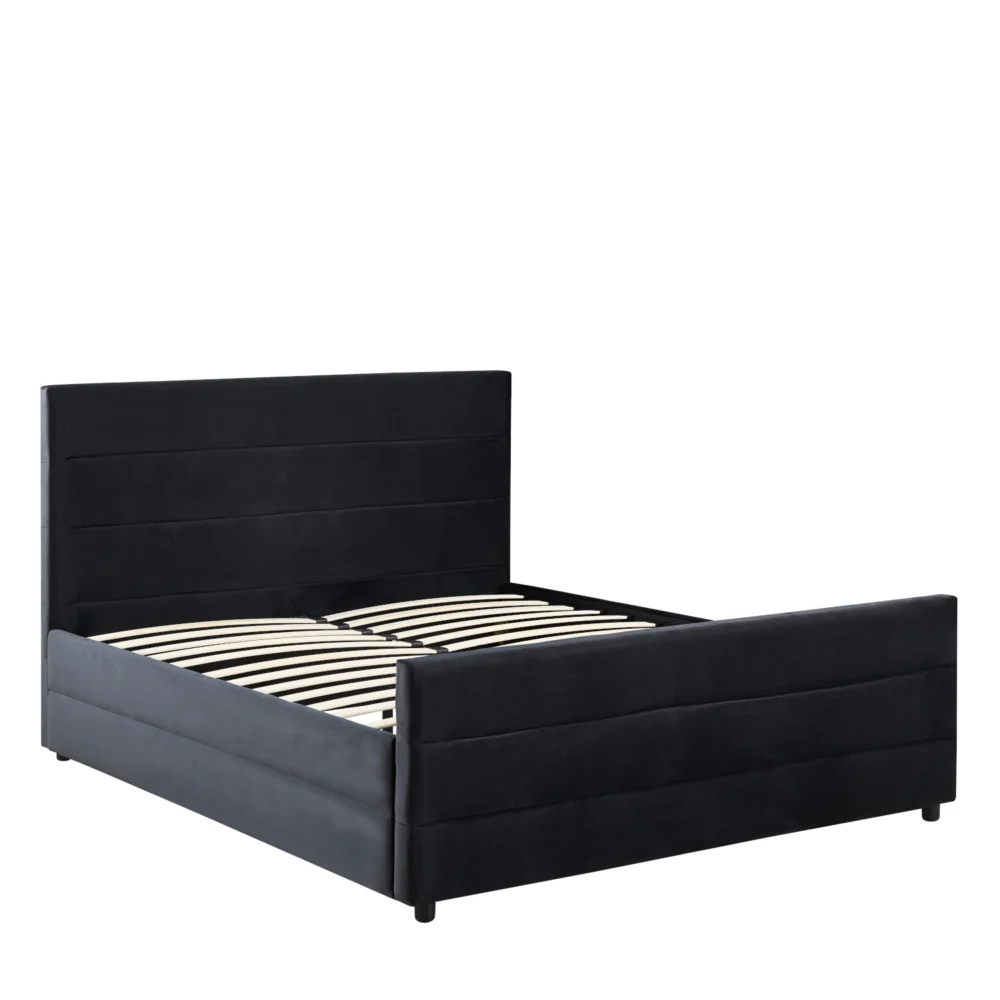 Κρεβάτι Διπλό ArteLibre SLEEPSUIT Μαύρο Ύφασμα 218x172x118cm (Στρώμα 160x200cm)