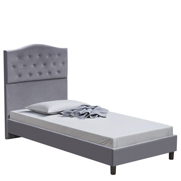 Κρεβάτι Μονό ArteLibre JUNIPER Γκρι Ύφασμα 209x101x125cm (Στρώμα 90x200cm)