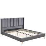 Κρεβάτι Υπέρδιπλο ArteLibre SEDONA Γκρι Ύφασμα 216x176x110cm (Στρώμα 160x200cm) - Image 3