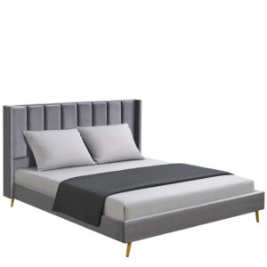 Κρεβάτι Υπέρδιπλο ArteLibre SEDONA Γκρι Ύφασμα Για Στρώμα 160x200cm