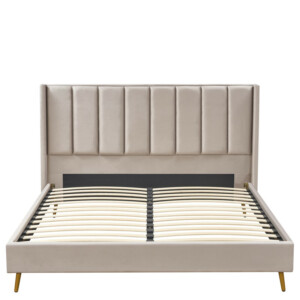 Κρεβάτι Υπέρδιπλο ArteLibre SEDONA Μπεζ Ύφασμα Για Στρώμα 160x200cm - Image 2