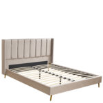 Κρεβάτι Υπέρδιπλο ArteLibre SEDONA Μπεζ Ύφασμα 216x176x110cm (Στρώμα 160x200cm) - Image 4