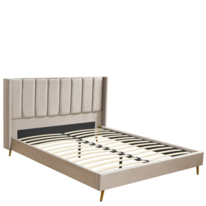 Κρεβάτι Υπέρδιπλο ArteLibre SEDONA Μπεζ Ύφασμα Για Στρώμα 160x200cm - Image 4