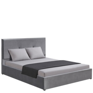 Κρεβάτι Υπέρδιπλο ArteLibre YUMA Γκρι Ύφασμα Για Στρώμα 160x200cm