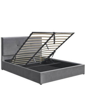 Κρεβάτι Υπέρδιπλο ArteLibre YUMA Γκρι Ύφασμα Για Στρώμα 160x200cm - Image 5