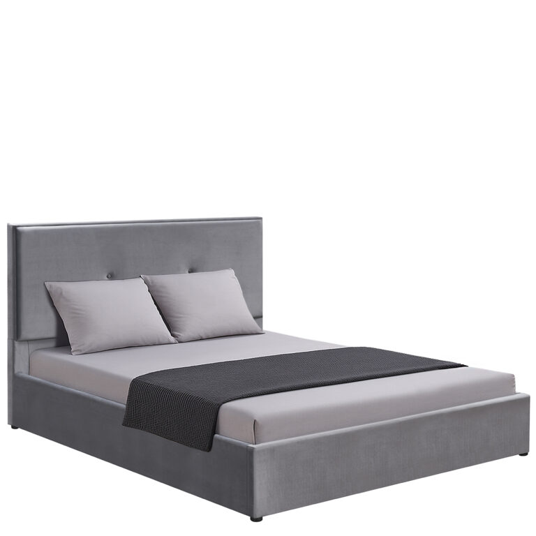 Κρεβάτι Υπέρδιπλο ArteLibre YUMA Γκρι Ύφασμα 214x1170x10cm (Στρώμα 160x200cm)