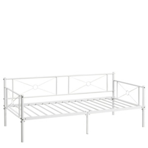 Καναπές Κρεβάτι ArteLibre CIMARRON Λευκό Μέταλλο Για Στρώμα 90x190cm - Image 4