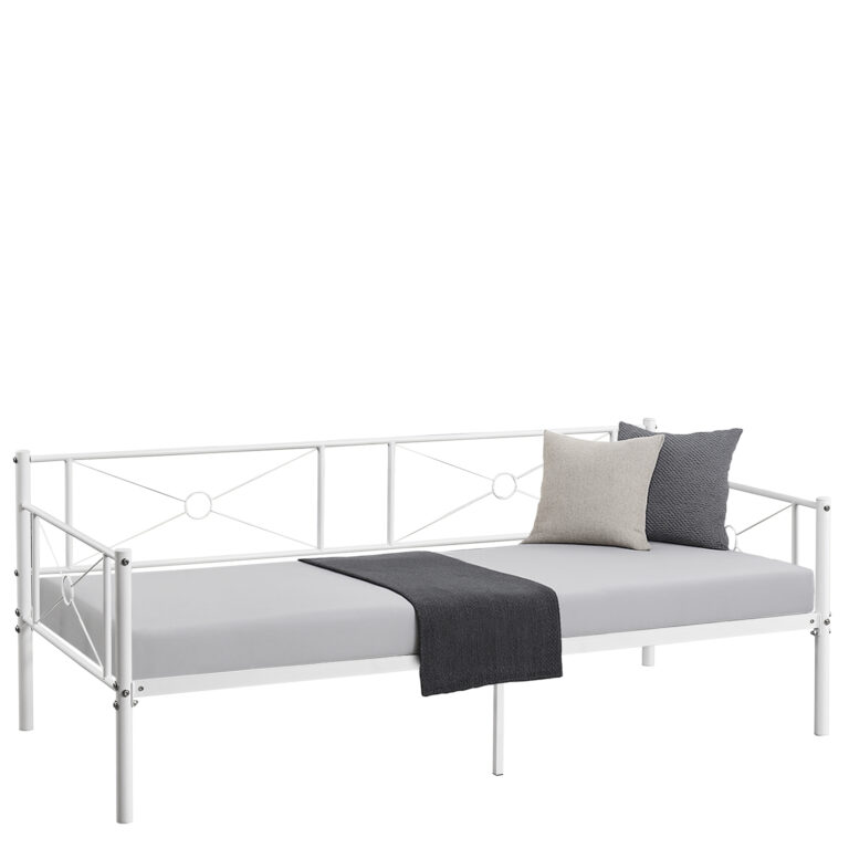 Καναπές Κρεβάτι ArteLibre CIMARRON Λευκό Μέταλλο 197.5x96x75cm (Στρώμα 90x190cm)